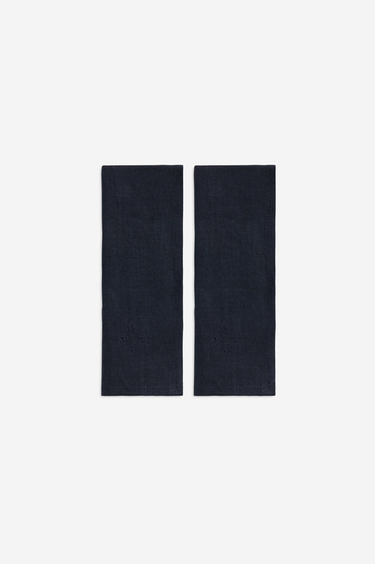 Accessories, set of two napkins, 100% Belgian linen, midnight navy, 45x45cm.
