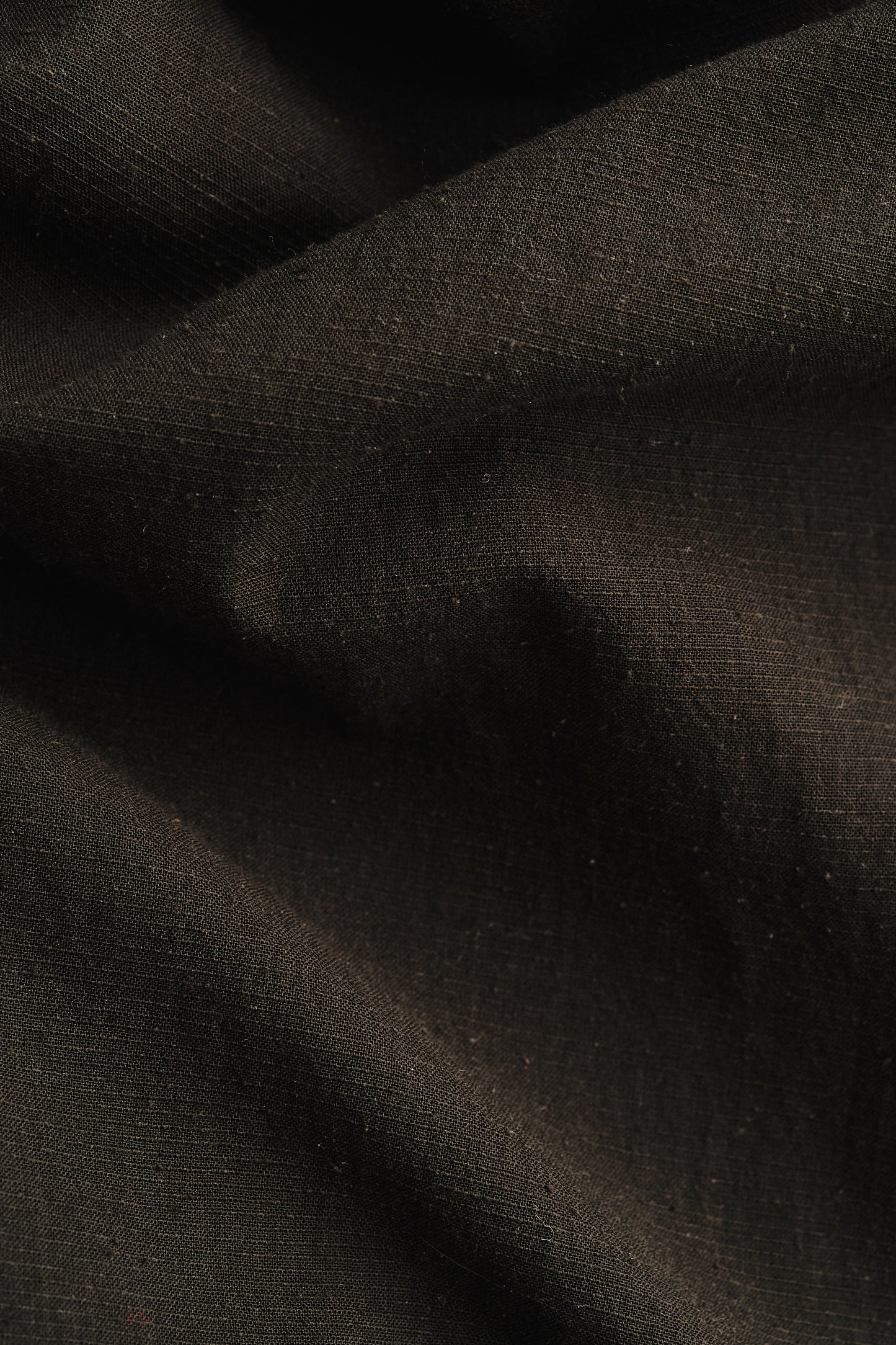 Men's long-sleeved shirt, cotton-silk blend with slight sheen, dark brown.