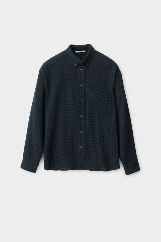 Banita Button Down Shirt Navy Green Check