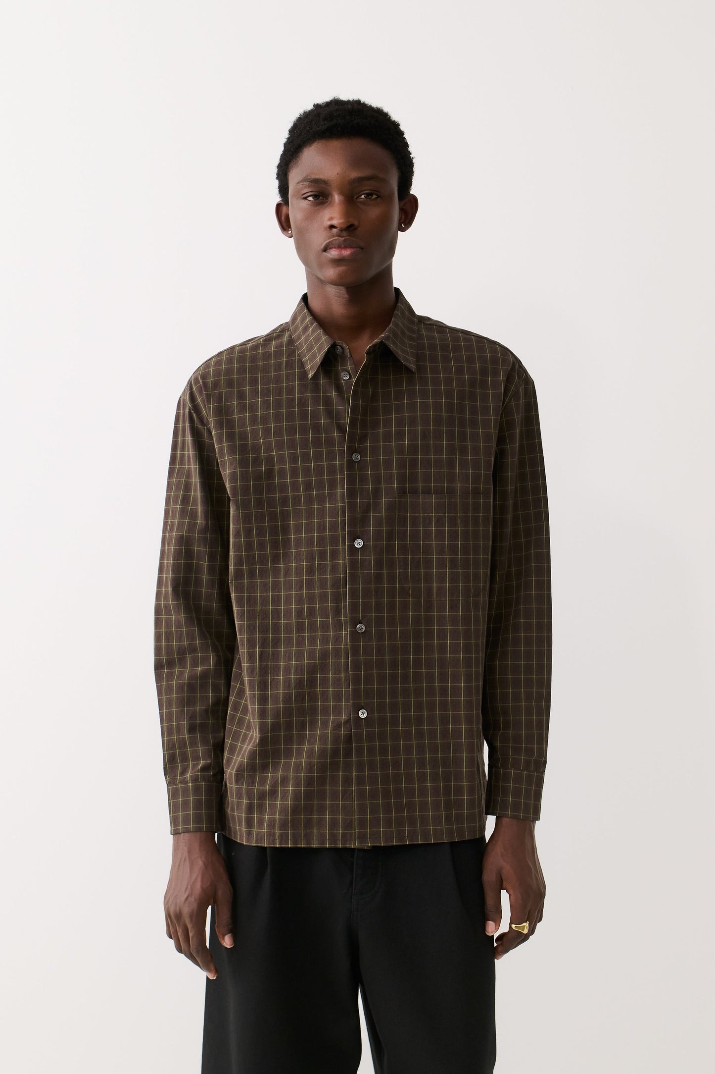 Gusto Shirt Olive Burgundy Check