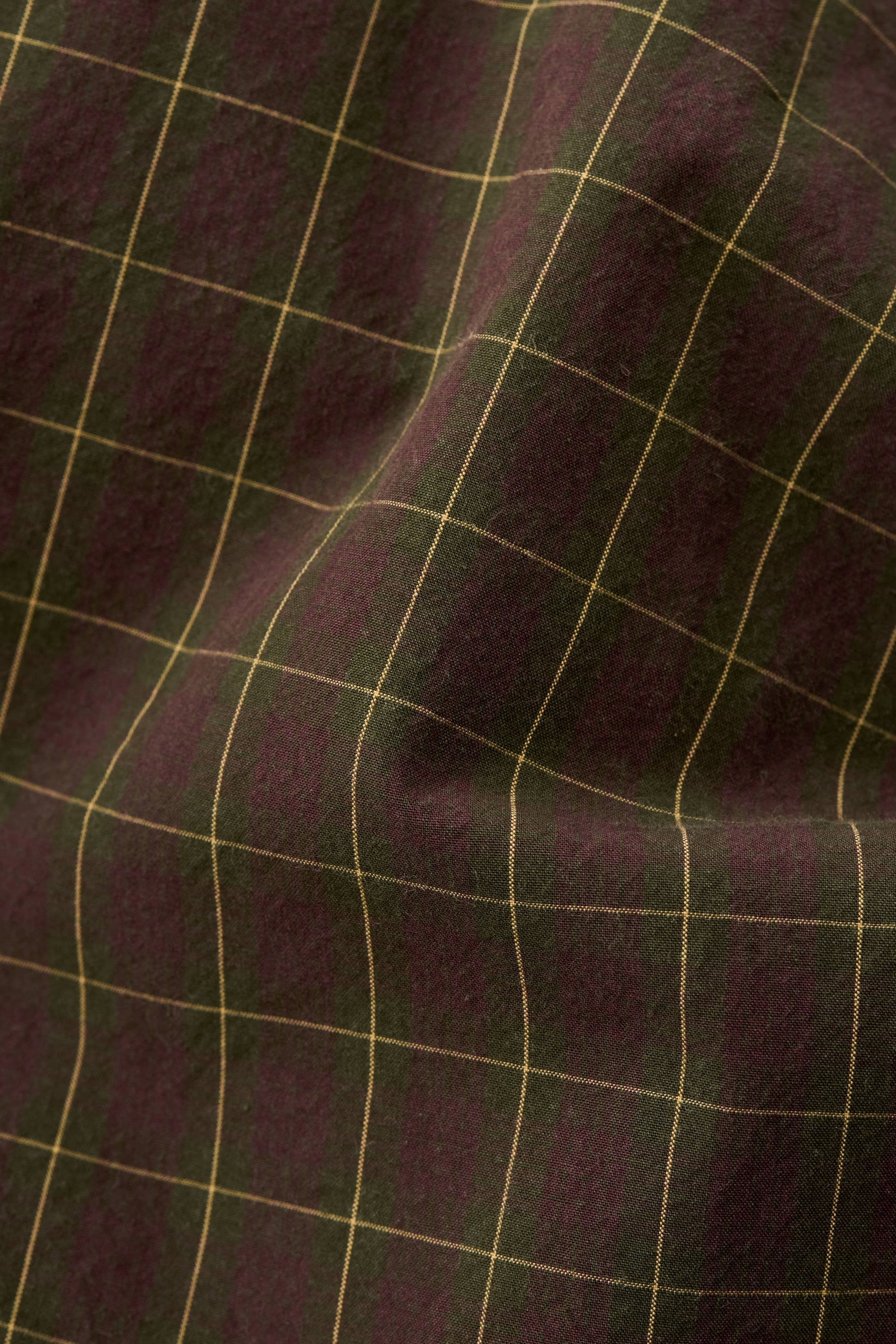 Olkay Quilted Overshirt Olive Burgundy Check