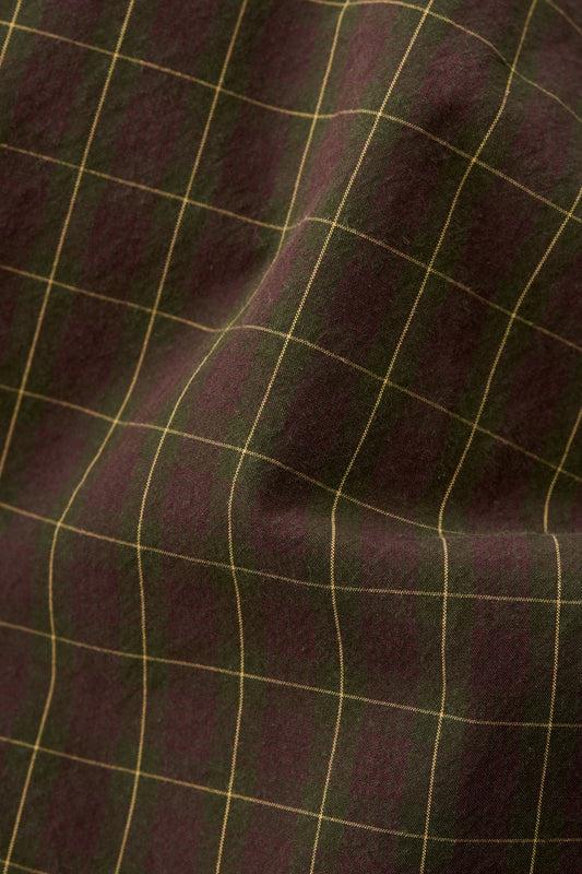 Olkay Quilted Overshirt Olive Burgundy Check