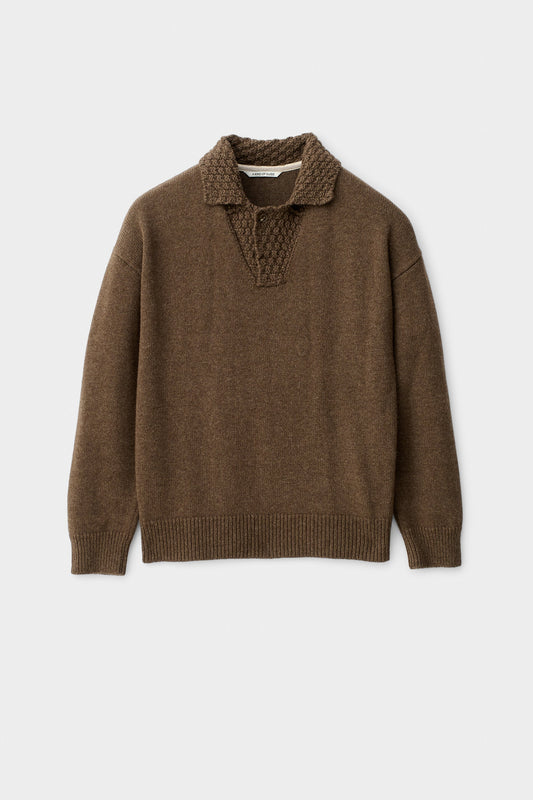 Palano Knit Polo Tobacco Melange