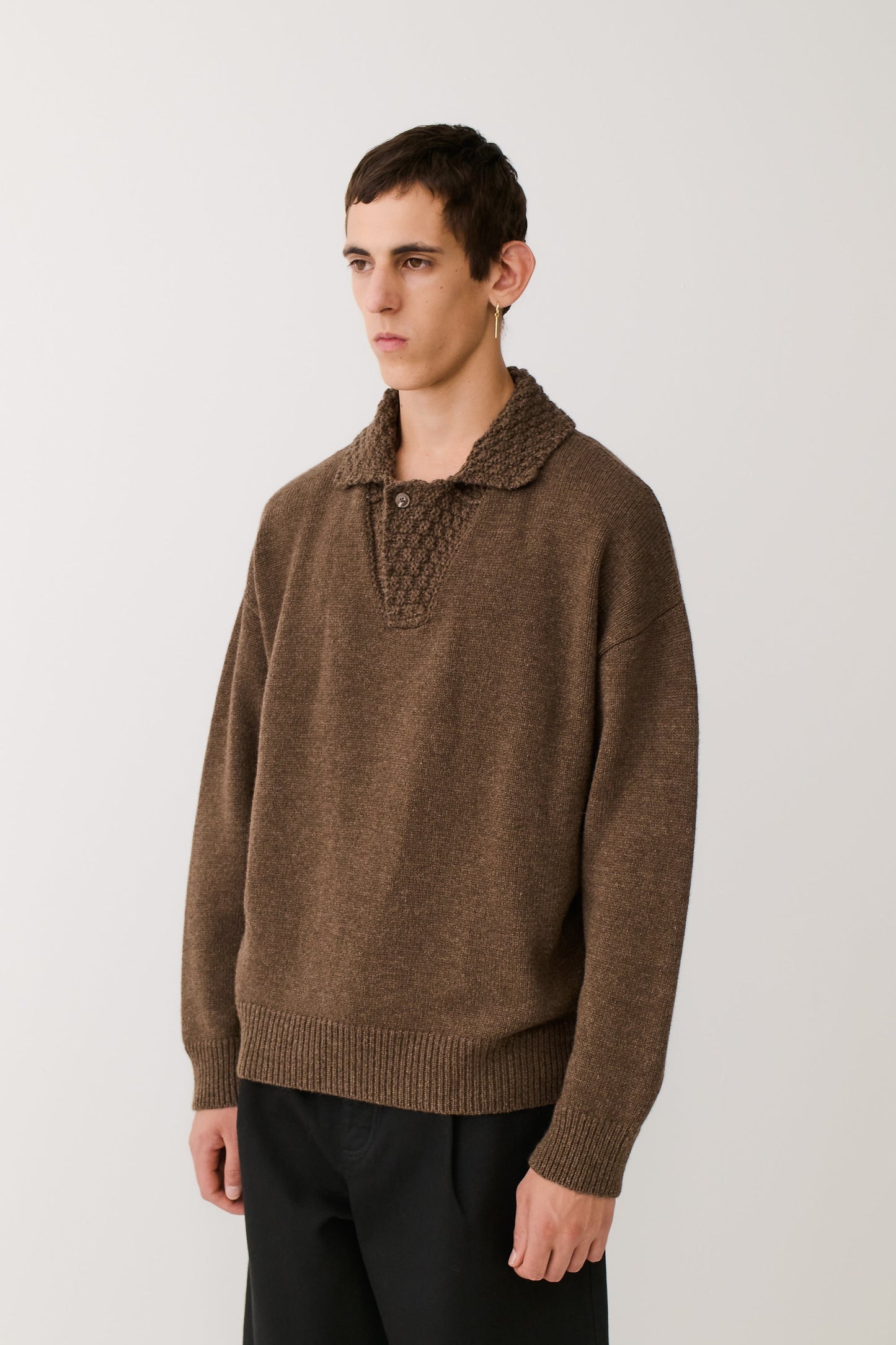Palano Knit Polo Tobacco Melange