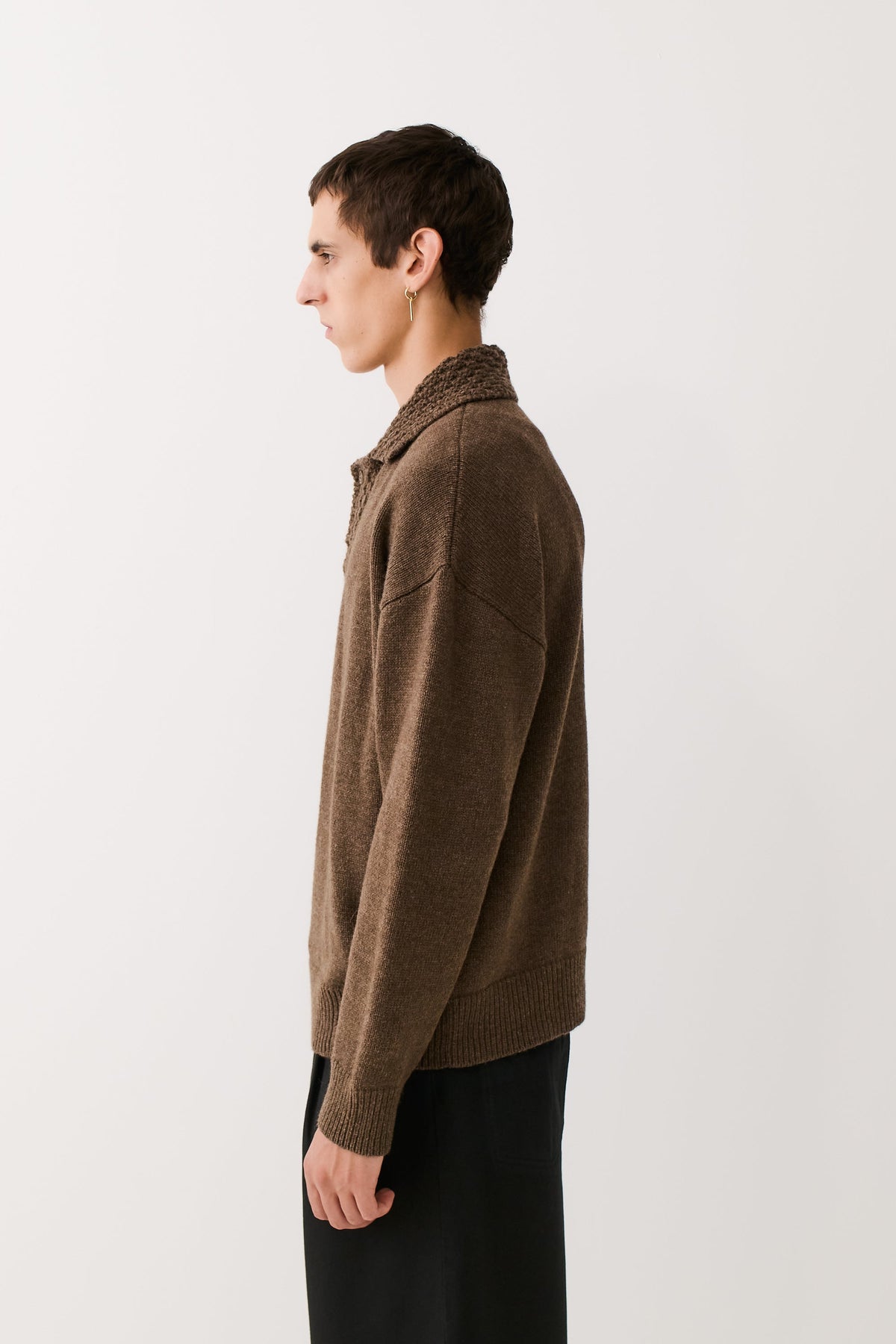Palano Knit Polo Tobacco Melange