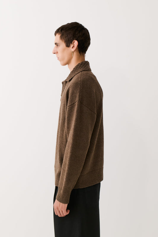 Palano Knit Polo Tobacco Melange