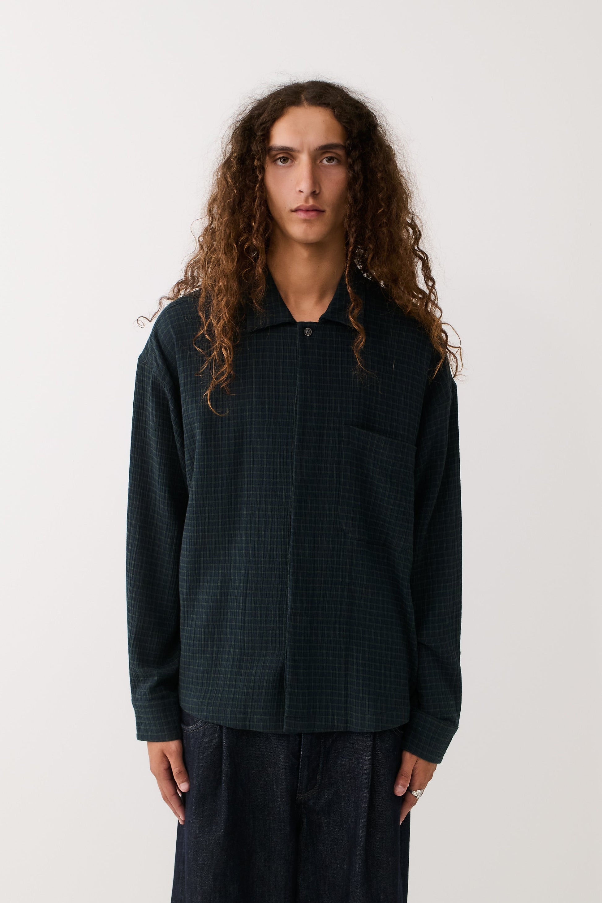 Rumba Shirt Navy Green Check