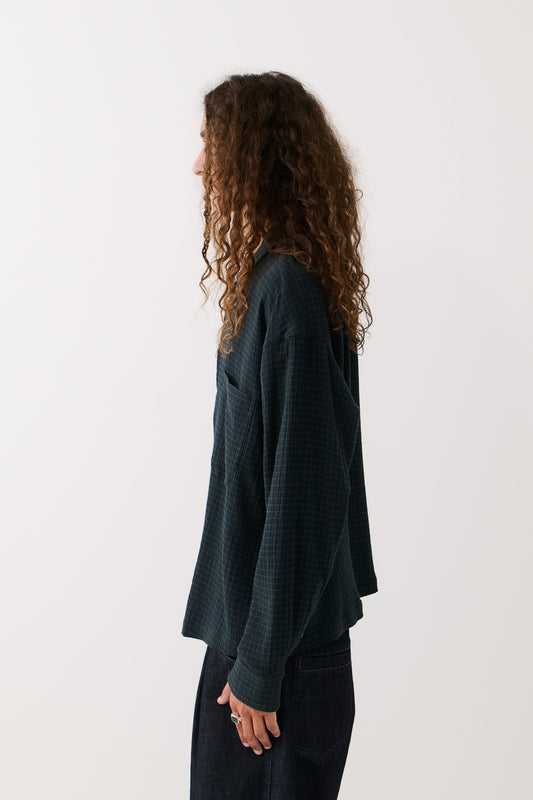 Rumba Shirt Navy Green Check