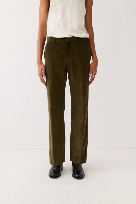 Tailored Wide Trousers Olive Haze Corduroy