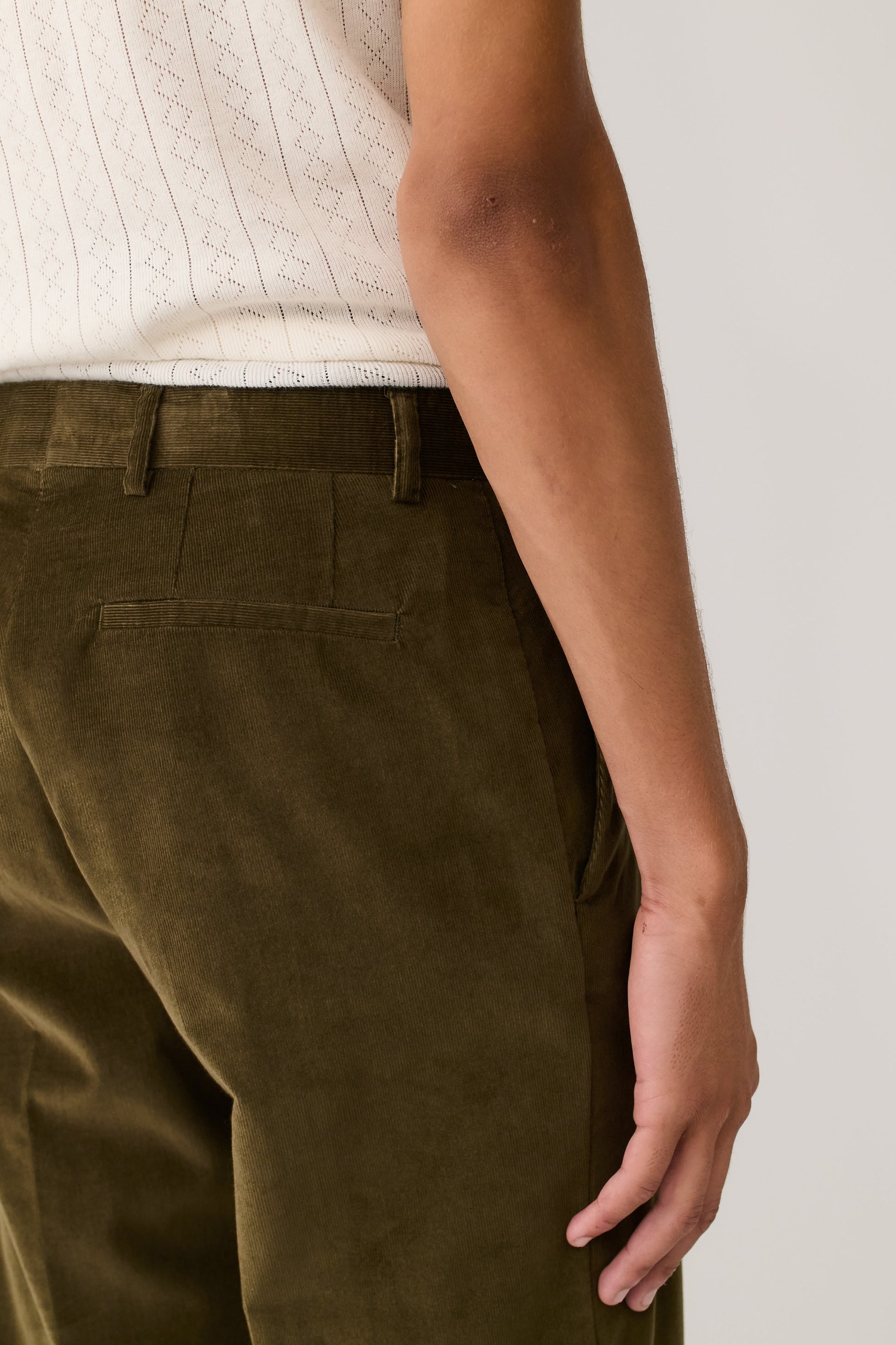 Tailored Wide Trousers Olive Haze Corduroy