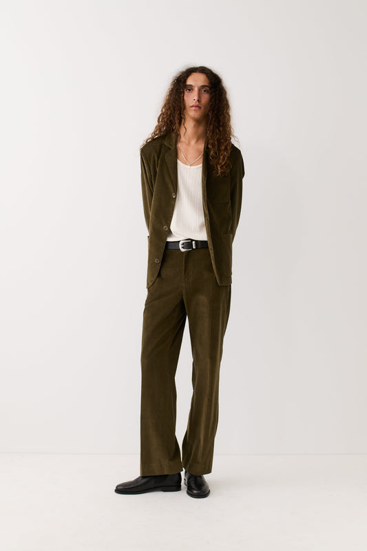 Tailored Wide Trousers Olive Haze Corduroy