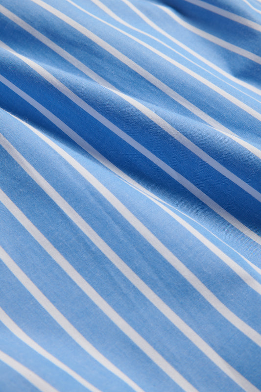 Men's jersey boxershorts, organic cotton, blue and white striped.