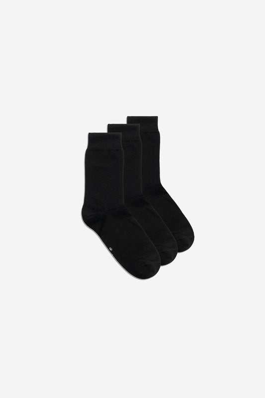 Unisex accessories socks, organic cotton mix, black, pack of 3 with ribbed cuffs.