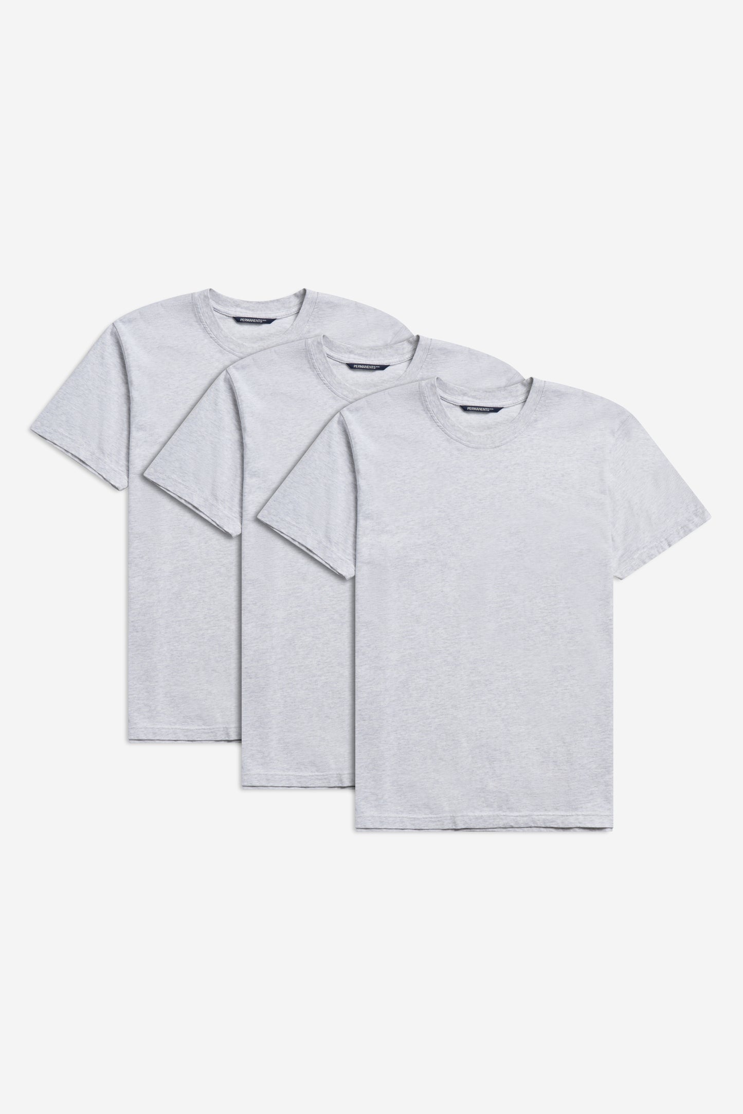 Men's jersey short-sleeved shirts, 100% organic cotton, pre-washed, heather grey, set of 3.