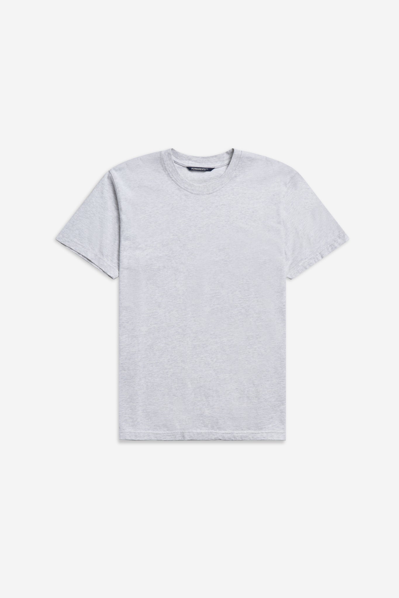Men's jersey short-sleeved shirt, 100% organic cotton, pre-washed heather grey, classic round neckline, regular fit.