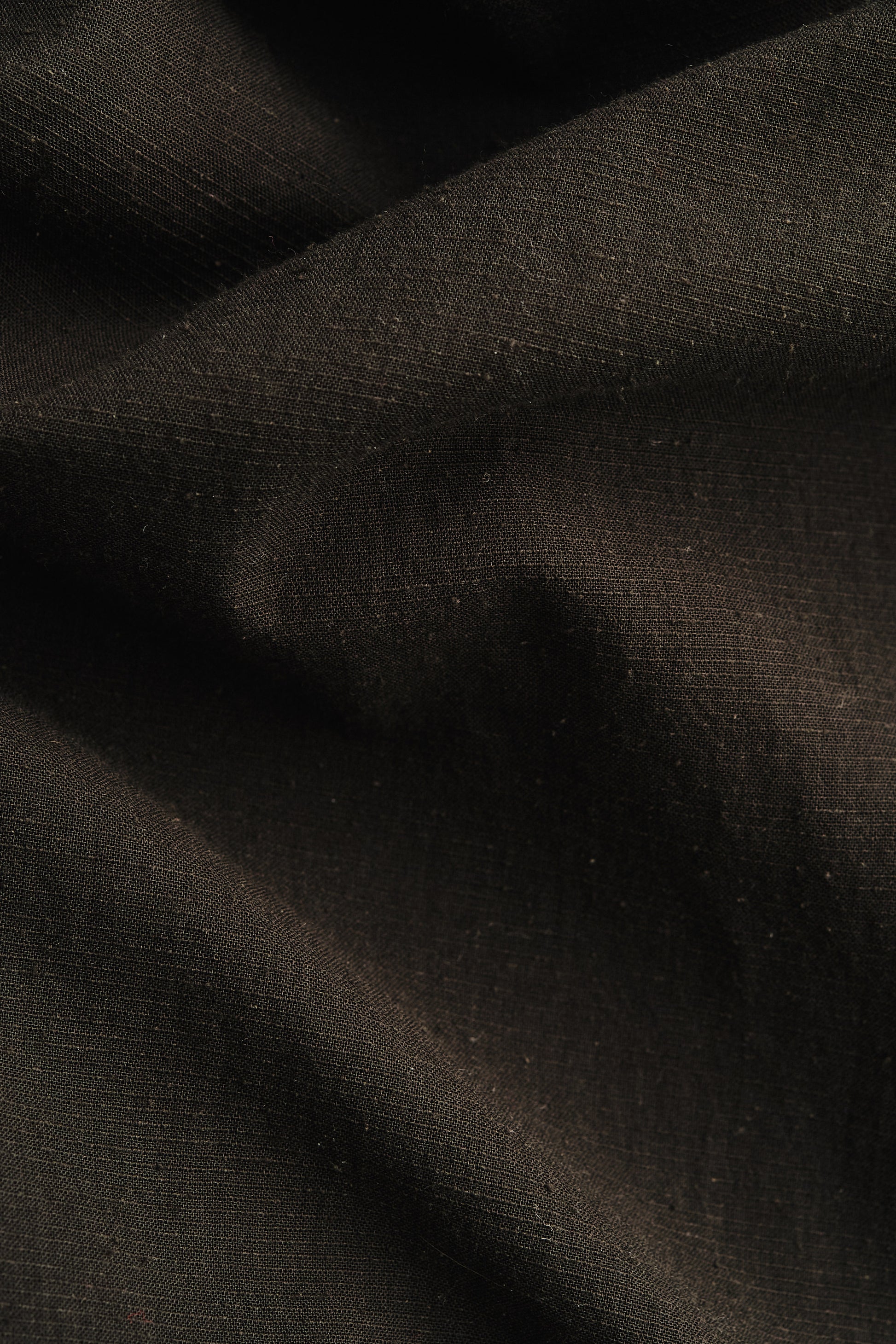Men's long-sleeved shirt, cotton-silk blend with slight sheen, dark brown.