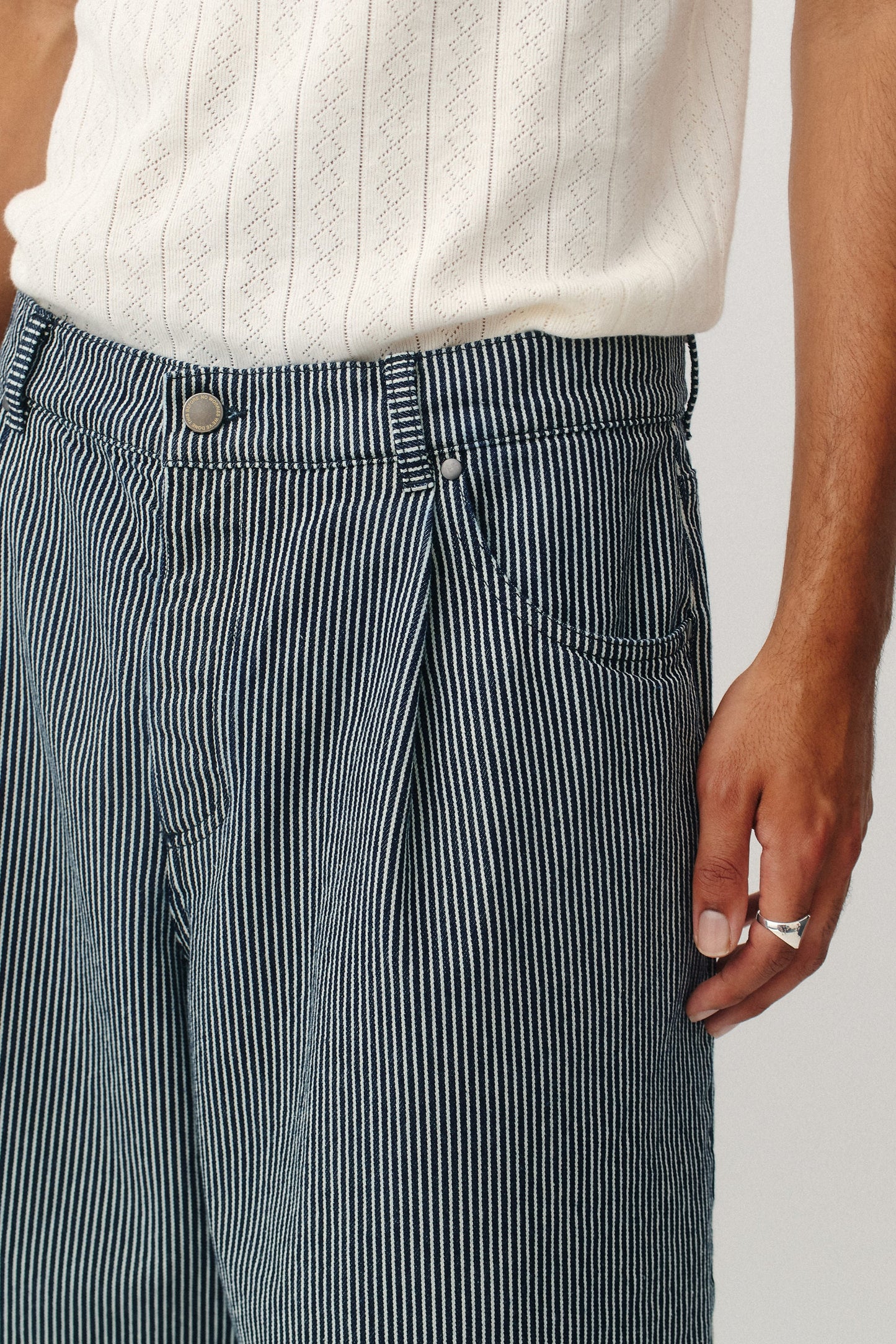 Duma Pleated Shorts Striped Denim
