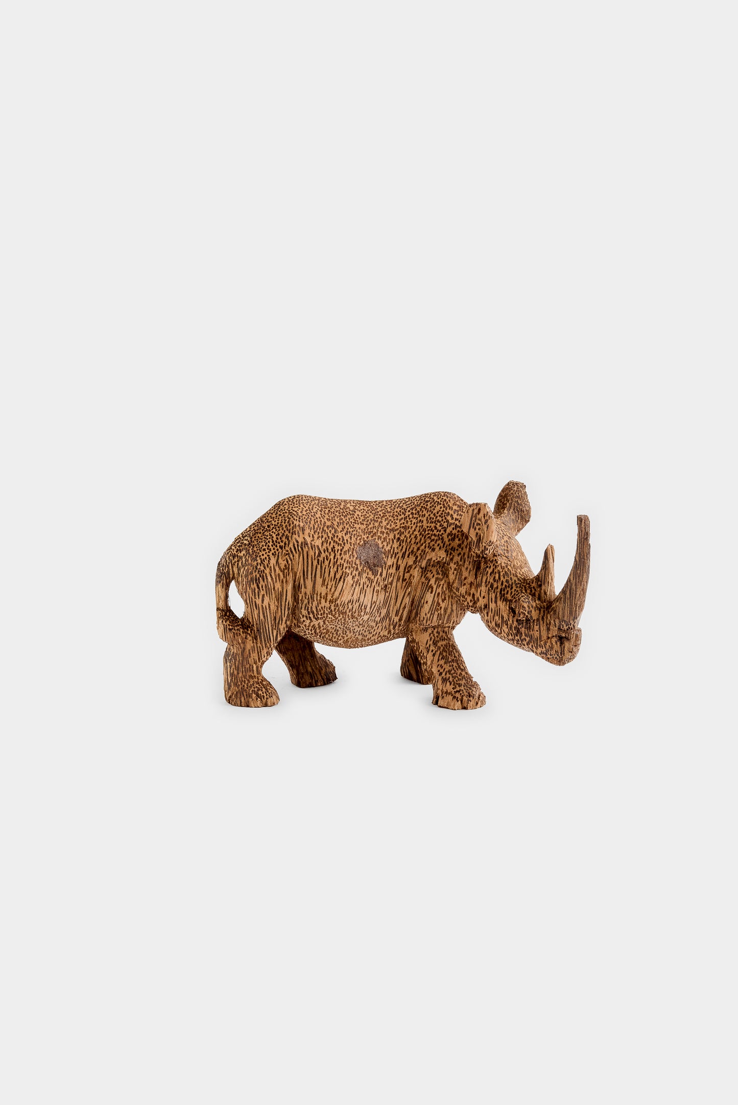 CARVED WOODEN RHINO