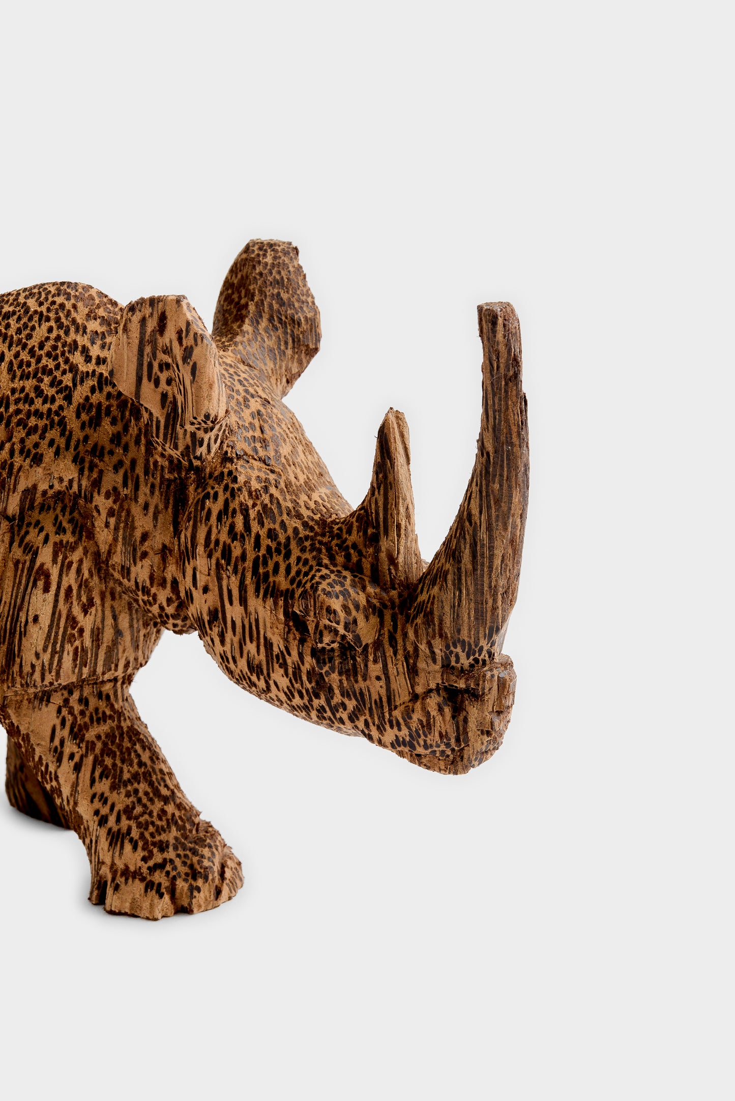 CARVED WOODEN RHINO