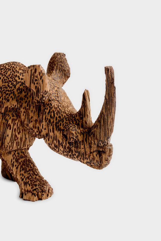 CARVED WOODEN RHINO