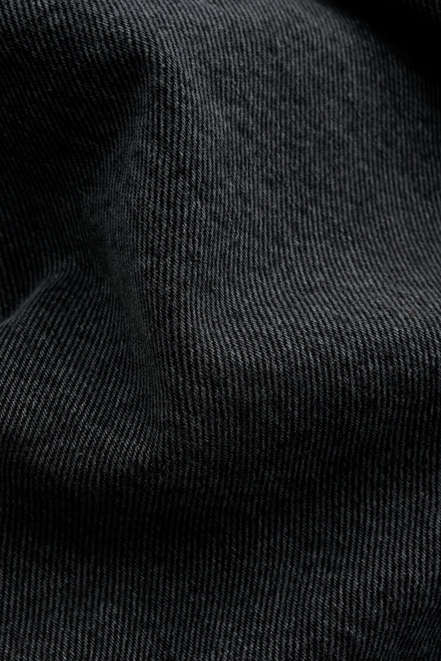 Men's long-pants, organic cotton denim, stone washed, dark grey.