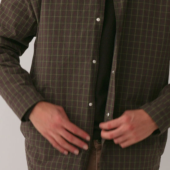 Olkay Quilted Overshirt Olive Burgundy Check
